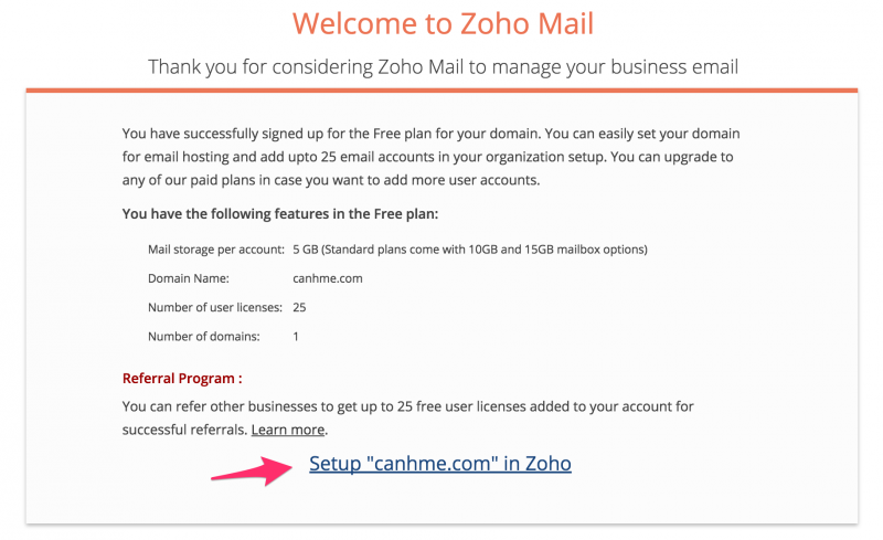 Tạo email tên miền riêng miễn phí với Zoho